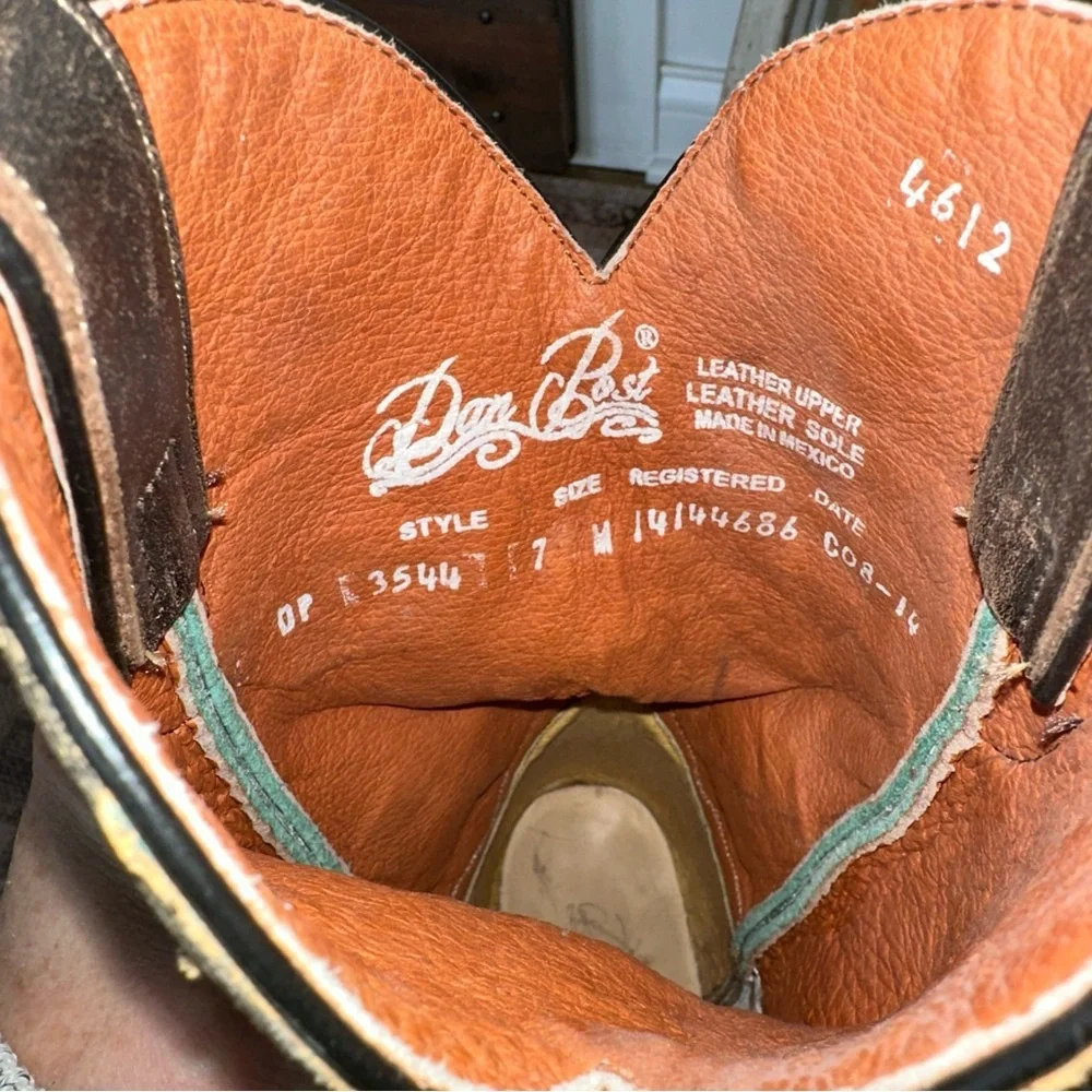 Dan Post Miss Kate Distressed Brown Teal Blue bird  Wing Tip Cowboy Boots Sz 7 - Picture 7 of 7
